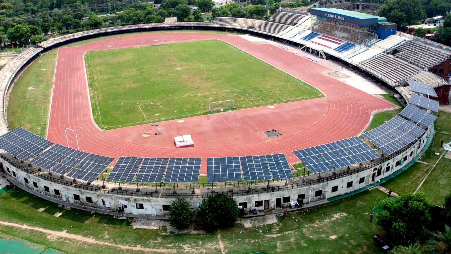 Stadium with solar panels